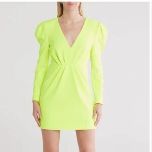L’AGENCE Linnie Pleated Dress in Neon Citrus - size 4